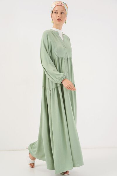 Hiccup Bdart V-Neck Buttoned Relaxed Fit Maxi Dress