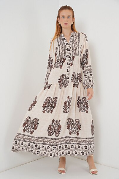 Hiccup Φόρεμα μάξι με μοτίβο με λαιμόκοψη σε σχήμα V με κουμπιά BDART