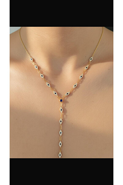 Wind Silver Nazar Sıralı Y Kolye 925 Ayar Choker