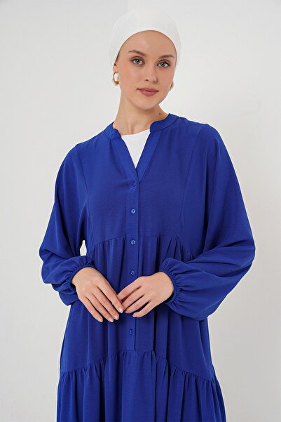 Hiccup Rochie maxi confortabilă croială cu decolteu în V și nasturi BDART