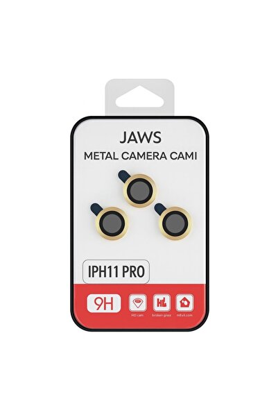 iPhone 11 Pro Uyumlu Kamera Lens Koruyucu – Gold Metal Çerçeveli (Gold)