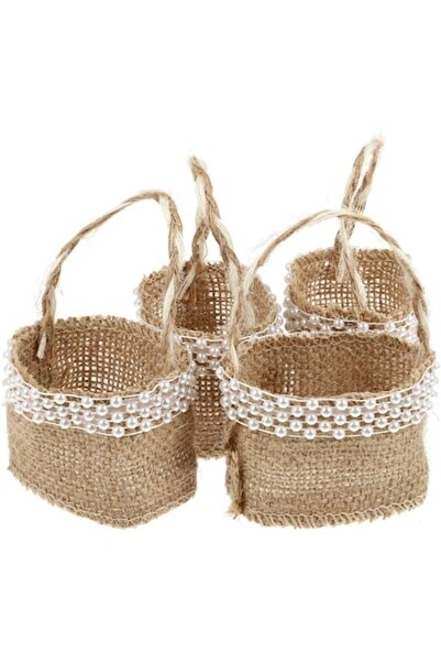 bonVIVO Set 4 cadouri de nuntă, coș de in - CN