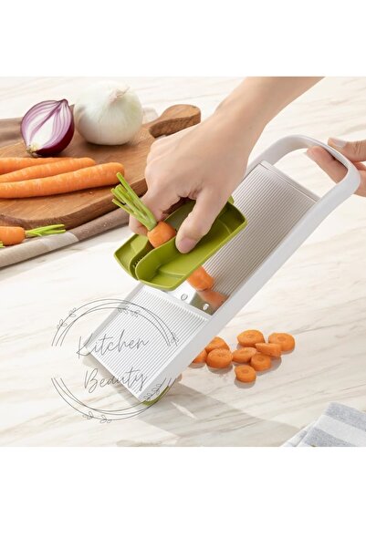 Kitchen Beauty Kalınlık Ayarlı,3 Kademeli Rende Tutma Aparatlı, Kaymaz Tabanlı Sebze Meyve Dilimleyici