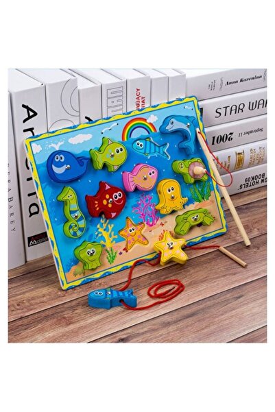 edu bebe Jucărie de pescuit din lemn cu magnet și undiță, Animale marine, eduBEBE, M1-48