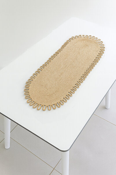 Salvia Dione Wicker Runner Decorative Tablecloth Natural Jute Oval American Service Coffee Table and Table Bohemian Home Decoration