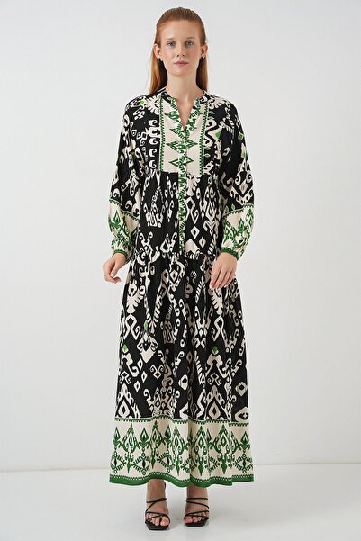 Hiccup Φόρεμα μάξι με μοτίβο με λαιμόκοψη σε σχήμα V με κουμπιά BDART