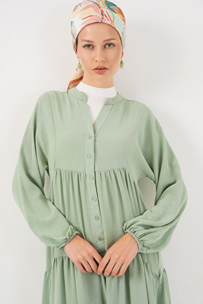 Hiccup Bdart V-Neck Buttoned Relaxed Fit Maxi Dress