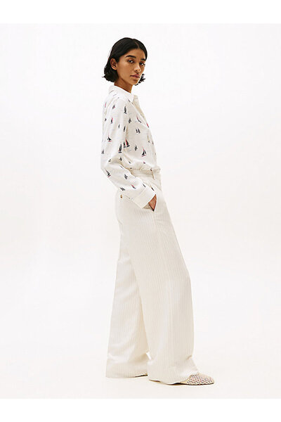 Tommy Hilfiger Women's Viscose Linen Wide Pants