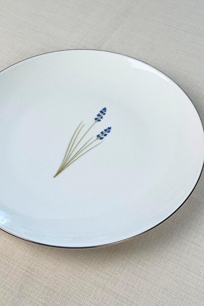 tabakevi Tabak Evi Porcelain Natura Lavender Gold Gilded Serving Plate 24.50cm Single