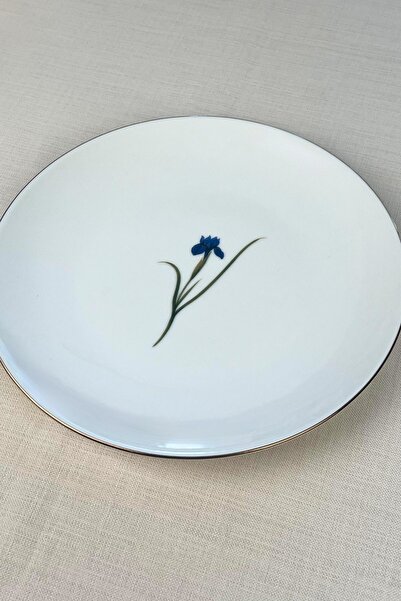 tabakevi Tabak Evi Porcelain Natura Iris Gold Gilded Serving Plate 24.50cm Set of 6