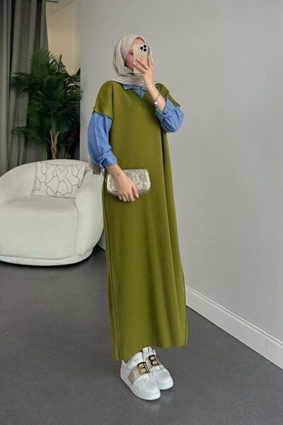 Şulemoda Giyim Muadil Elbise Yağ Yeşili