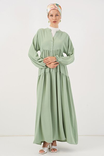Hiccup Bdart V-Neck Buttoned Relaxed Fit Maxi Dress