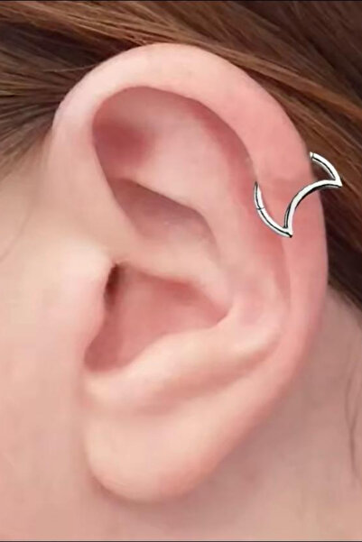 Blisse Piercing Unisex Cerrahi Çelik Yarım Ay Figürlü Kilitli Tragus Helix Kı...