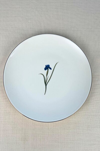 tabakevi Tabak Evi Porcelain Natura Iris Gold Gilded Serving Plate 24.50cm Single