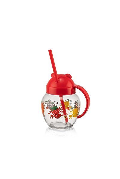 AKTEZ-EL Glass with Straw Drinking Cup Figured Cup Bpa Free Cup Qlux Children's Baby Cup with Straw
