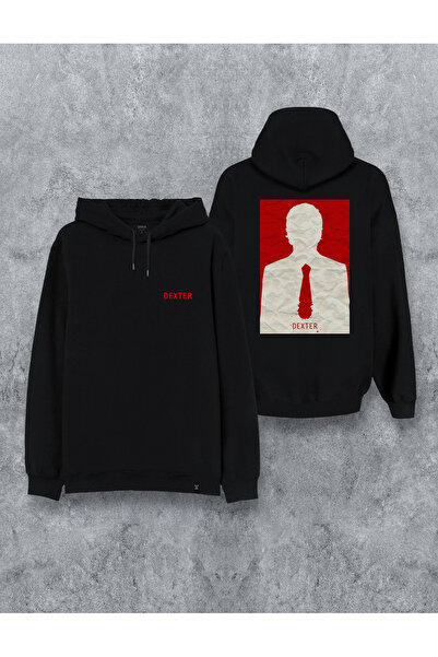 MODA Hanorac Dexter cu imprimeu negru cu glugă Swea tricou