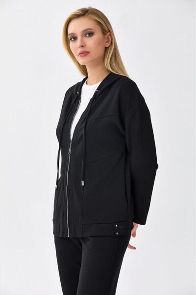 İKİLER Önü Fermuarlı Kapüşonlu S-Shirt 256-2102