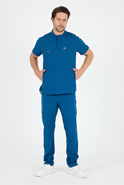 MAZEY UNİFORM زي موحد للطبيب والممرضة بياقة عالية من الليكرا، ملابس طبية للمس...