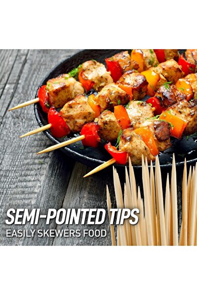 GO2CAMPS Premium Round Bamboo Sticks -100 Pcs, BBQ Skewers [4mm - 35 cm Length]