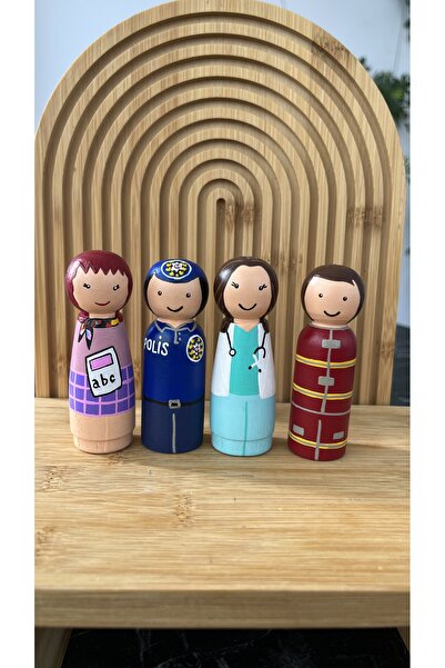 Alf Wood مجموعة شخصيات مونتيسوري المهنية من بيغ بيبي، 4 قطع - ألعاب تعليمية ل...