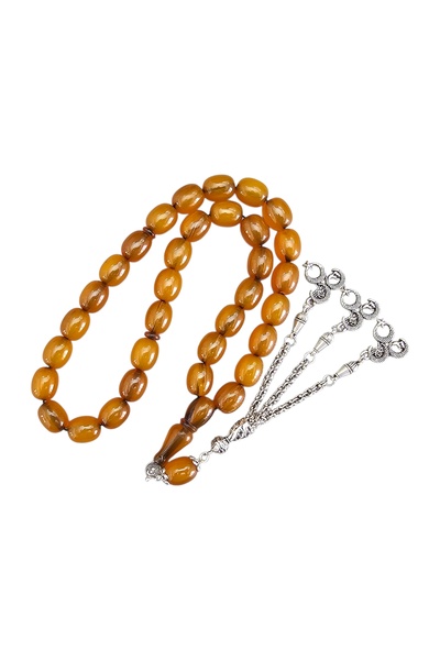 LEBLEBİ TESBİH Ottoman Imitation Large Size Crimped Amber Prayer Beads Lt1397