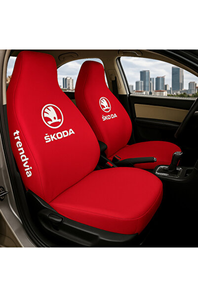 trivexa Skoda Front and Rear Seat Cover | Auto Service Combed Cotton Case