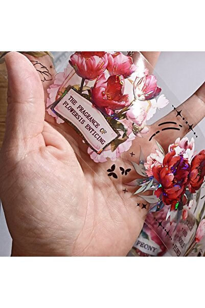 İthal G16-2m bandă holografică pentru animale de companie cu flori roșii și albe