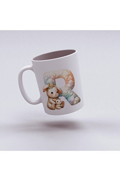 Kupa Letter R Design Cup, Cute Animal Themed Letter Cup
