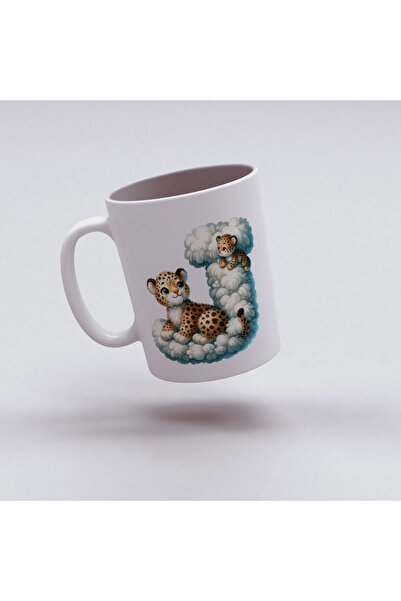 Kupa Letter J Design Cup, Cute Animal Themed Letter Cup