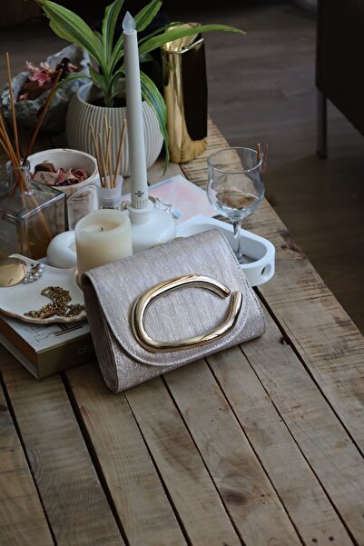 Moom Bag Γυναικεία τσάντα ώμου βραδινό φόρεμα με αλυσίδα με χρυσό ασημί αξεσουάρ