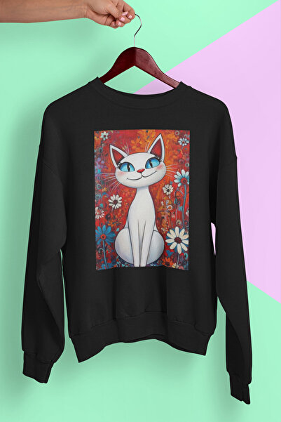 MAGORS سترة رياضية كبيرة الحجم مطبوعة عليها قطط لطيفة من STIL-X للجنسين