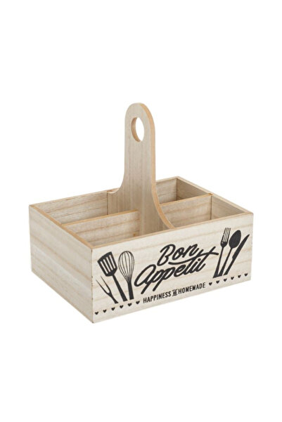 OEM Cutie organizator de bucătărie din lemn cu 4 compartimente „Bon Appetit” ...