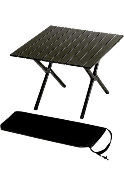 GO2CAMPS Foldable Roll-Up Camping Table with Carry Bag [60 x 60 x 45 cm] Durable, Lightweight Portab