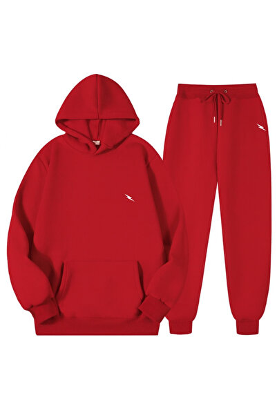 CLASSY.MODA طقم بدلة رياضية بغطاء للرأس للجنسين مكون من 3 خيوط مع جيب كنغر وب...