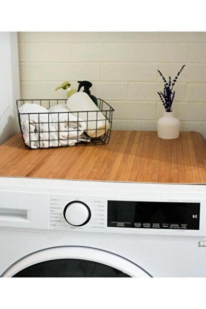 ellahomedekor Doğal Ahşap BAMBU Banyo ve Çamaşır Makinesi Matı – Kaymaz ve Da...