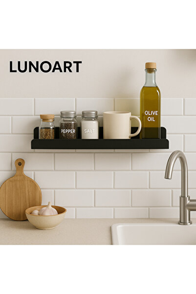 LUNOART Siyah Metal Duvar Tipi RAF & Banyo Mutfak Organizer Raf - Modern Deko...