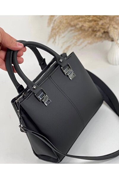 Marvelis حقيبة يد وكتف نسائية سوداء من الجلد من إيتا بثلاثة أقسام