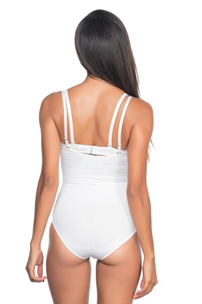 Emay White Mi 2073 Open Bust Patterned Body Corset