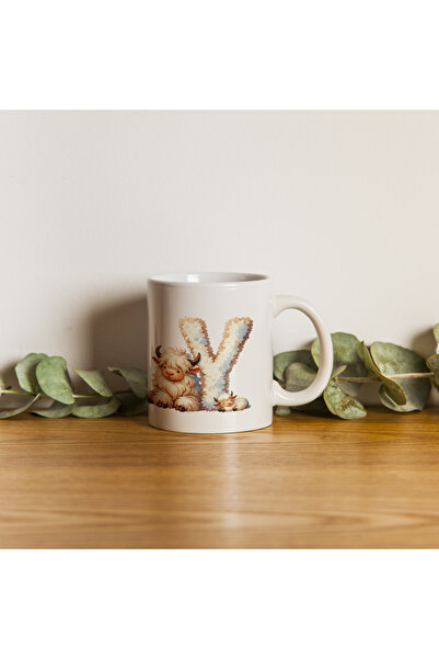 Kupa Letter Y Design Cup, Cute Animal Themed Letter Cup