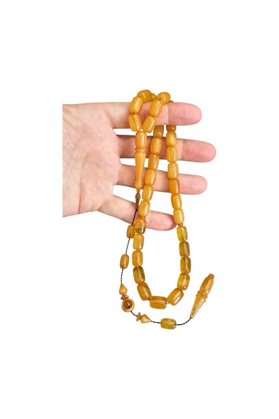 LEBLEBİ TESBİH 1 Ton of Prayer Beads Made from 109 Certificated Squeeze Amber Prayer Beads Lt1408