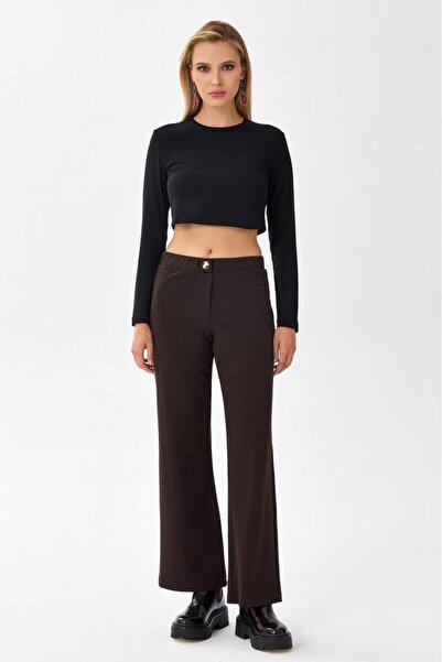 İKİLER Beli Lastikli Geniş Paça Pantolon 256-2007