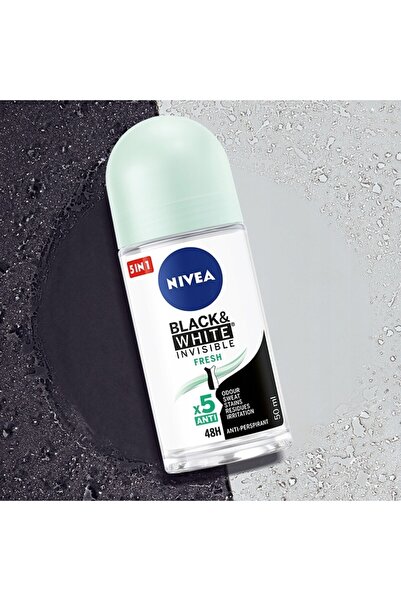 NIVEA Antiperspirant Roll-On, Nivea, Black&White Invisible Fresh, 6x50ml