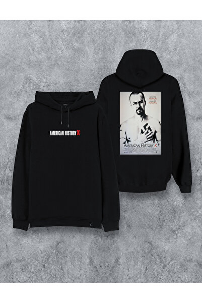 MODA هوديي سويت شيرت بقلنسوة أسود مطبوع عليه American History X