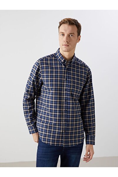 LC Waikiki LCWAIKIKI Classic Regular Fit Uzun Kollu Ekose Gabardin Erkek Gömlek