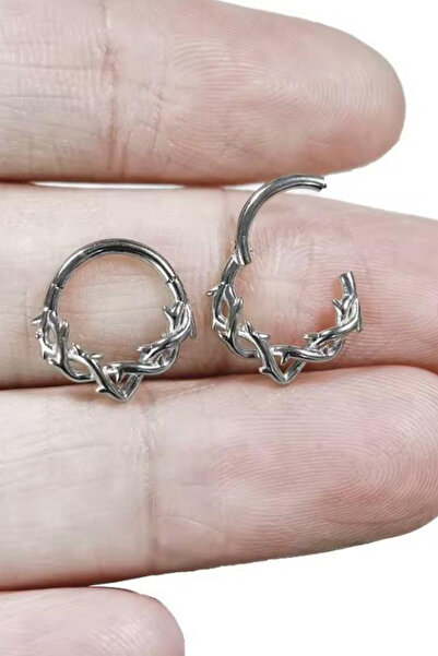 Blisse Piercing Unisex Cerrahi Çelik Sarmaşık Figürlü Kilitli Tragus Helix Kı...