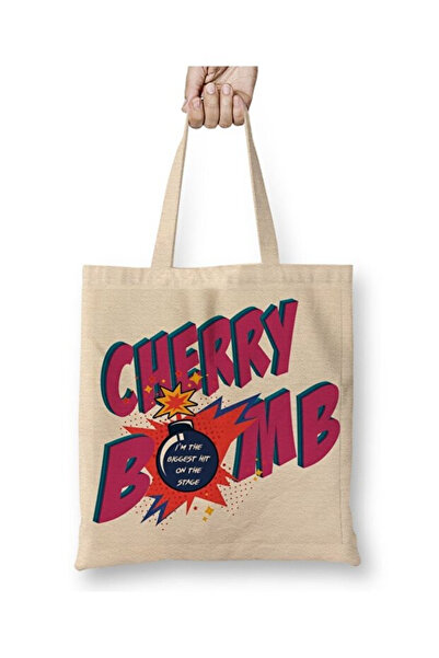 Toyaso Geantă de pânză albă Nct 127 Cherry Bomb Geantă de cumpărături cu mâne...