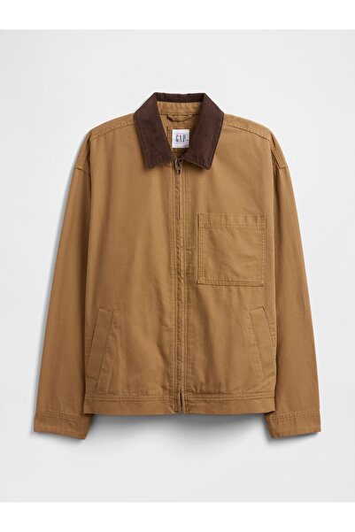 GAP Erkek Açık Kahverengi Relaxed Canvas Workwear Ceket