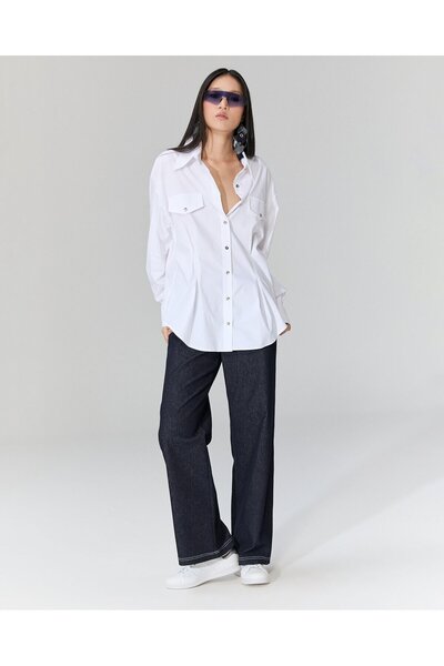 LAMANTE Cep Detaylı Beyaz Gömlek-L