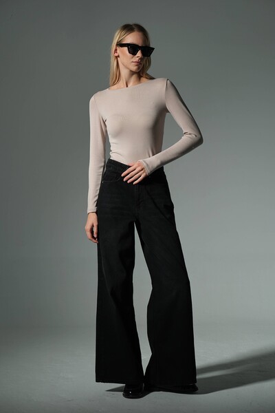 Maule Pantaloni largi, cu picioare largi, confortabili, cu talie înaltă, pantaloni palazzo, blugi, pantaloni largi pentru femei @Plaza