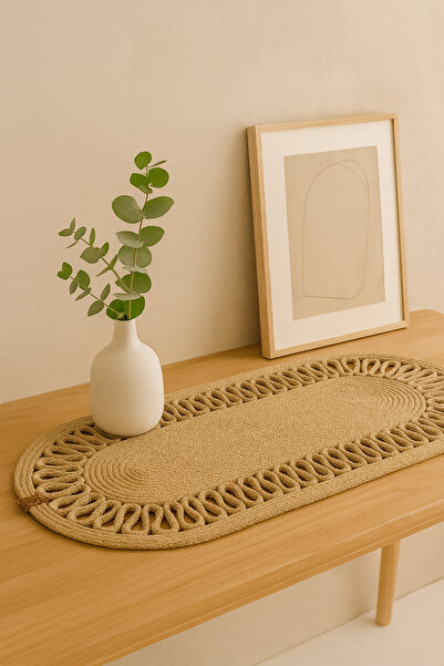 Salvia Dione Wicker Runner Decorative Tablecloth Natural Jute Oval American Service Coffee Table and Table Bohemian Home Decoration